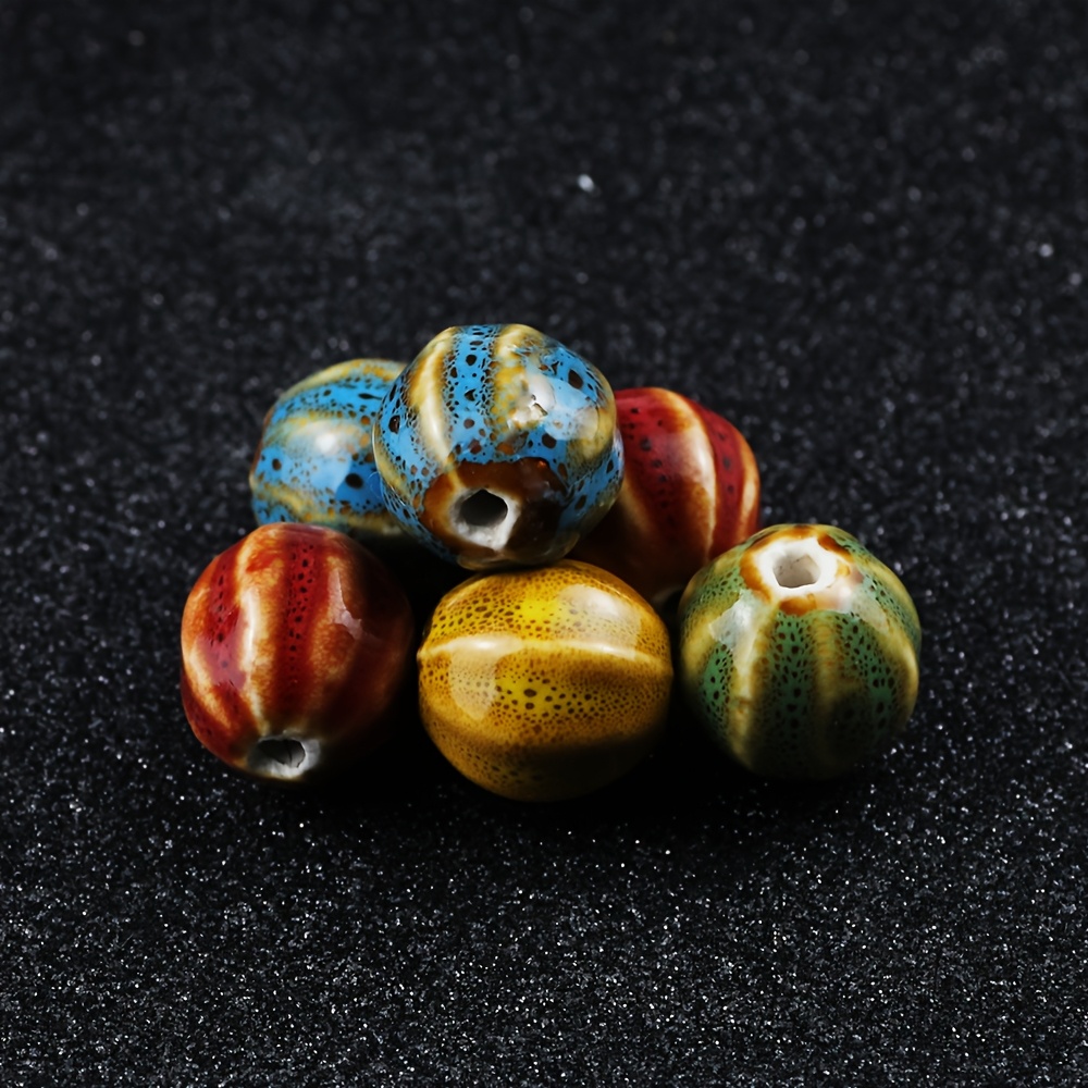 10pcs Ceramic Pumpkin Colour Porcelain Beads